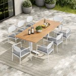 Aeris 9-Piece Outdoor Patio Aluminum Dining Set - Image 38