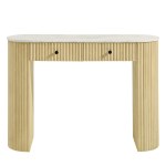Caldera 42" Curved Solid Wood and Marble Console Table - Image 7