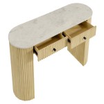 Caldera 42" Curved Solid Wood and Marble Console Table - Image 8