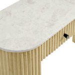 Caldera 42" Curved Solid Wood and Marble Console Table - Image 9