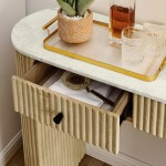 Caldera 42" Curved Solid Wood and Marble Console Table - Image 11