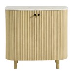 Caldera 33" Curved Solid Wood and Marble Accent Storage Cabinet - Image 7