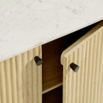 Caldera 33" Curved Solid Wood and Marble Accent Storage Cabinet - Image 9