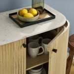 Caldera 33" Curved Solid Wood and Marble Accent Storage Cabinet - Image 11