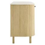 Caldera 60" Curved Solid Wood and Marble Sideboard Storage Cabinet - Image 6