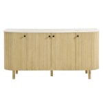 Caldera 60" Curved Solid Wood and Marble Sideboard Storage Cabinet - Image 7