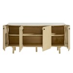 Caldera 60" Curved Solid Wood and Marble Sideboard Storage Cabinet - Image 8