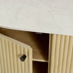 Caldera 60" Curved Solid Wood and Marble Sideboard Storage Cabinet - Image 9