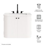 Zia 24" Wall-Mount Bathroom Vanity with Marble Sink - Image 3