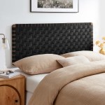 Sparta Weave Wall-Mount Vegan Leather Queen Headboard - Image 22