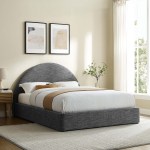 Resort Upholstered Fabric Arched Round King Platform Bed - Image 28
