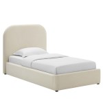Keynote Performance Velvet Curved Twin Platform Bed - Image 3