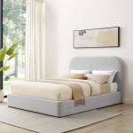 Keynote Upholstered Fabric Curved King Platform Bed - Image 19
