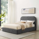 Keynote Upholstered Fabric Curved King Platform Bed - Image 28