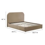 Keynote Performance Velvet Curved King Platform Bed - Image 13