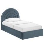 Solana Arched Performance Velvet Twin Platform Bed - Image 12