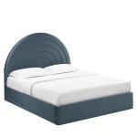 Solana Arched Performance Velvet King Platform Bed - Image 12