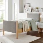 Maven Twin Size Fabric Upholstered Platform Bed - Image 28