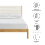 Olea Channel Tufted Boucle Solid Wood Full Platform Bed - Image 4