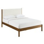 Olea Channel Tufted Boucle Solid Wood Full Platform Bed - Image 12