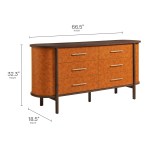 Coralie Curved 6-Drawer Vegan Leather Oval Dresser in Walnut Tan - Image 7