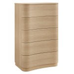 Mirae 5-Drawer Curved Dresser Chest of Drawers in Brush Light Oak - Image 8