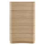 Mirae 5-Drawer Curved Dresser Chest of Drawers in Brush Light Oak - Image 5