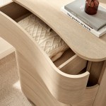 Mirae 5-Drawer Curved Dresser Chest of Drawers in Brush Light Oak - Image 2