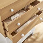 Nolia 6-Drawer Color Block Dresser Chest in Oak White - Image 2
