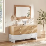 Nolia 6-Drawer Color Block Dresser in Oak White