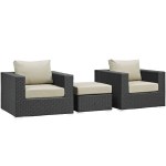Sojourn 3 Piece Outdoor Patio Sunbrella® Sectional Set - Image 6
