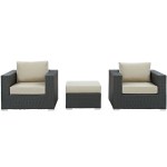 Sojourn 3 Piece Outdoor Patio Sunbrella® Sectional Set - Image 4