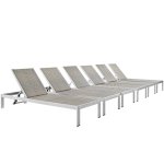 Shore Outdoor Patio Aluminum Chaise Set of 6 - Image 5