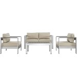 Shore 4 Piece Outdoor Patio Aluminum Sectional Sofa Set - Image 4