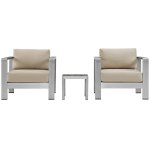 Shore 3 Piece Outdoor Patio Aluminum Set - Image 6