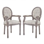 Arise Vintage French Upholstered Fabric Dining Armchair Set of 2 - Image 5