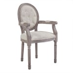 Arise Vintage French Upholstered Fabric Dining Armchair Set of 2 - Image 4