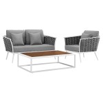 Stance 3 Piece Outdoor Patio Aluminum Sectional Sofa Set - Image 13