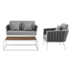 Stance 3 Piece Outdoor Patio Aluminum Sectional Sofa Set - Image 11