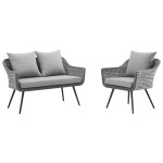 Endeavor 2 Piece Outdoor Patio Wicker Rattan Loveseat and Armchair Set - Image 8