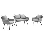 Endeavor 3 Piece Outdoor Patio Wicker Rattan Loveseat and Armchair Set - Image 8