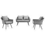 Endeavor 3 Piece Outdoor Patio Wicker Rattan Loveseat and Armchair Set - Image 6