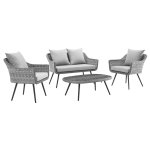 Endeavor 4 Piece Outdoor Patio Wicker Rattan Loveseat Armchair and Coffee Table Set - Image 10