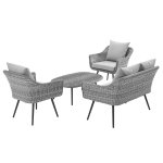 Endeavor 4 Piece Outdoor Patio Wicker Rattan Loveseat Armchair and Coffee Table Set - Image 9