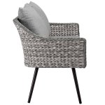 Endeavor 4 Piece Outdoor Patio Wicker Rattan Loveseat Armchair and Coffee Table Set - Image 6