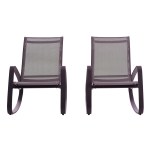 Traveler Outdoor Patio Mesh Sling Rocking Lounge Chair Set of 2 - Image 4