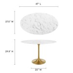 Lippa 48" Oval Faux Marble Dining Table - Image 3