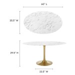 Lippa 60" Oval Faux Marble Dining Table - Image 3