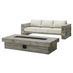 Manteo Rustic Coastal Outdoor Patio Sunbrella® Sofa and Fire Pit Set - Image 10