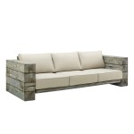 Manteo Rustic Coastal Outdoor Patio Sunbrella® Sofa and Fire Pit Set - Image 9